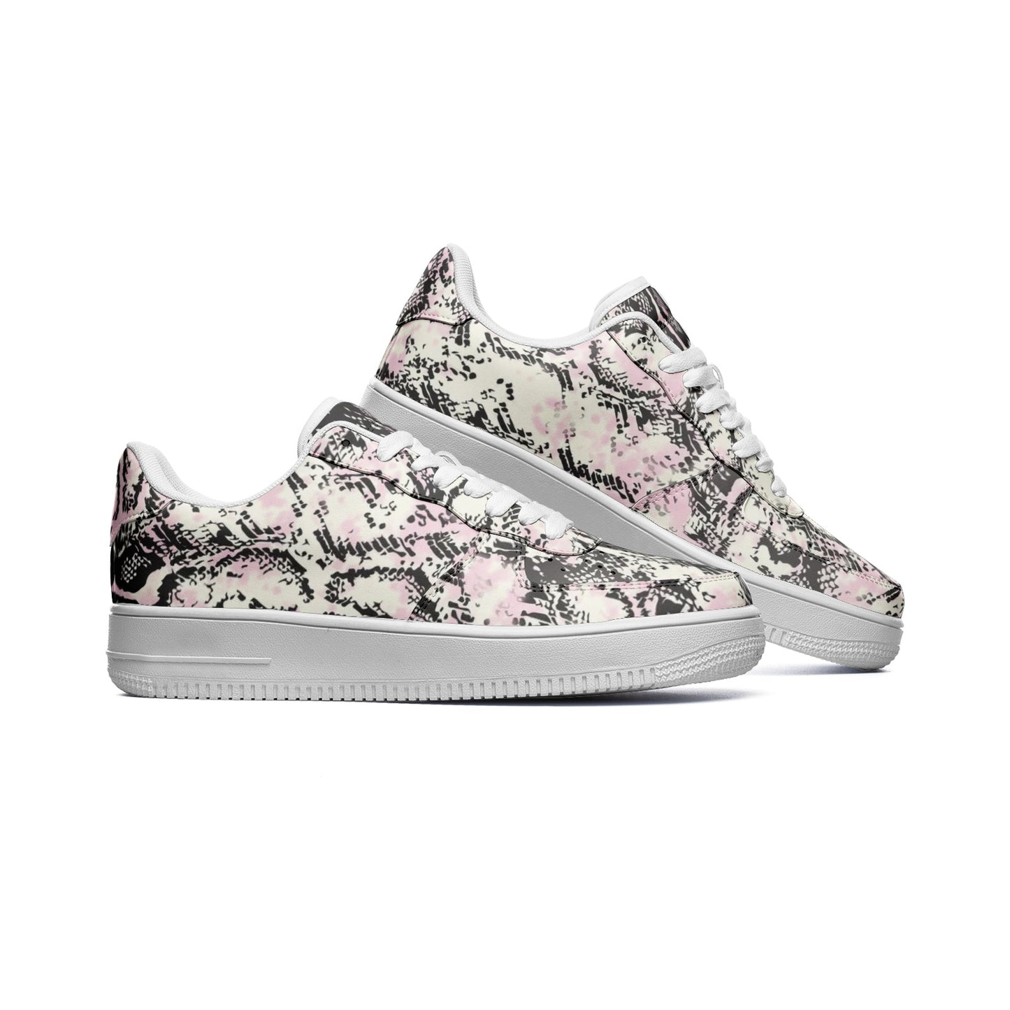 Snake skin lookalike Unisex Low Top Leather Sneakers