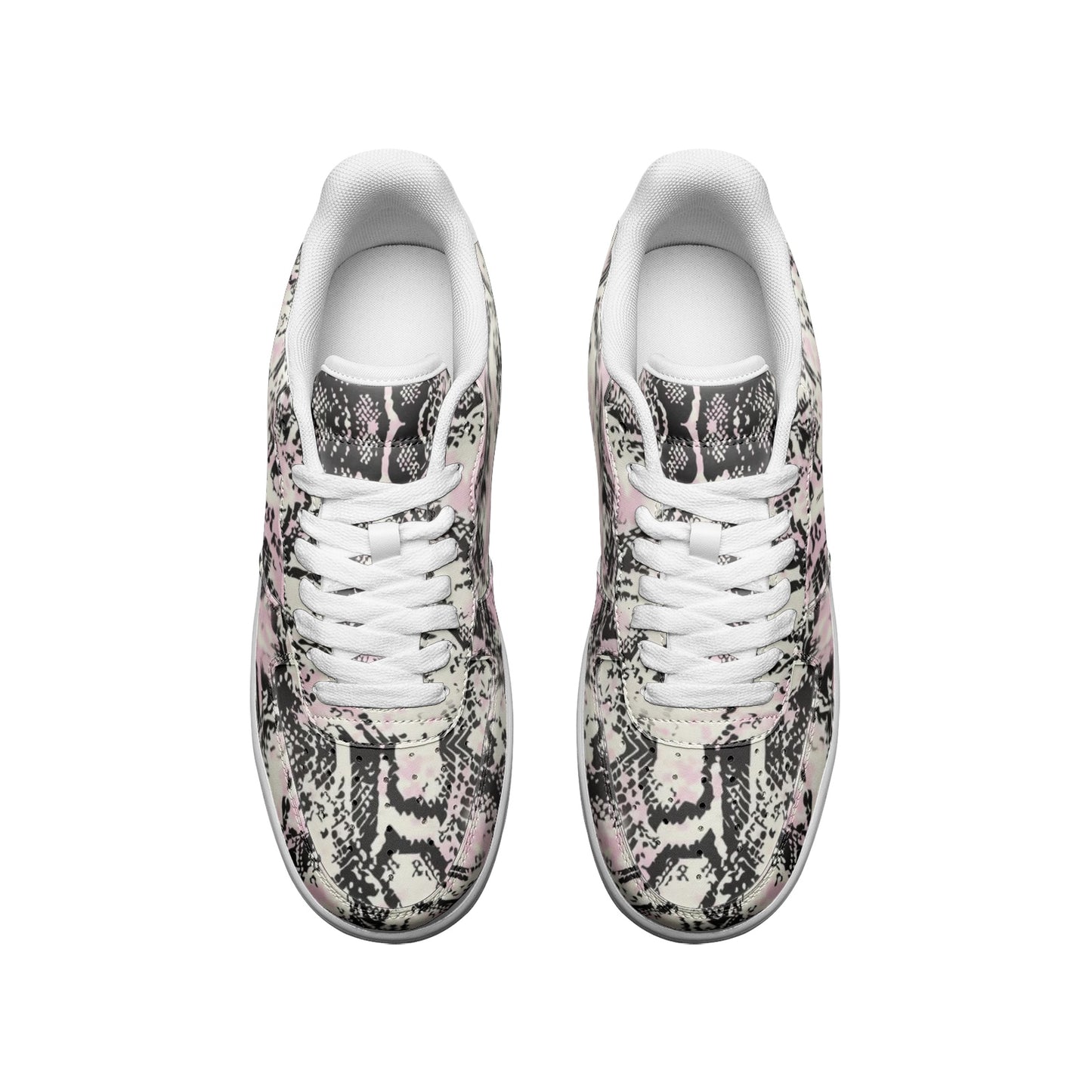Snake skin lookalike Unisex Low Top Leather Sneakers