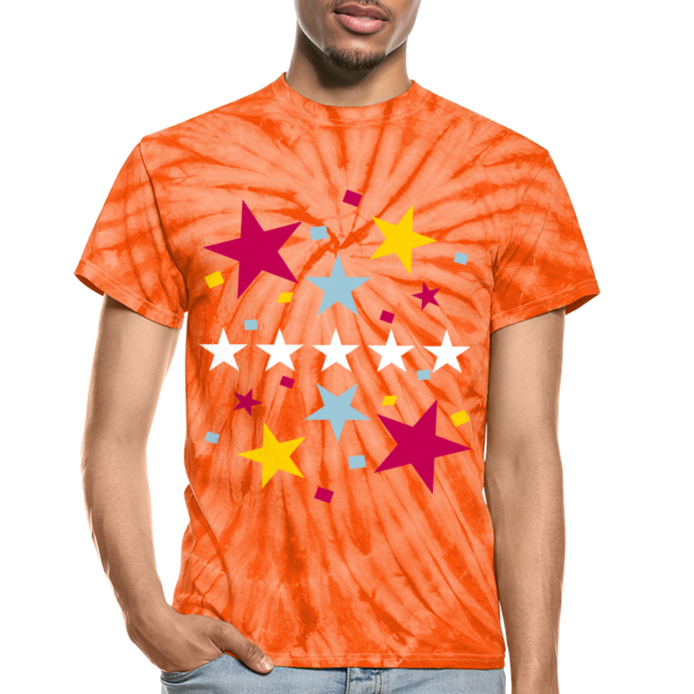 Stars Unisex Tie Dye T-Shirt - spider orange