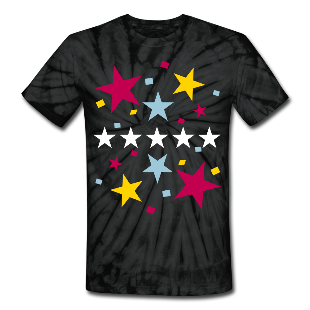 Stars Unisex Tie Dye T-Shirt - spider black