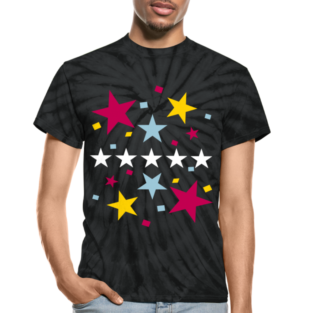 Stars Unisex Tie Dye T-Shirt - spider black