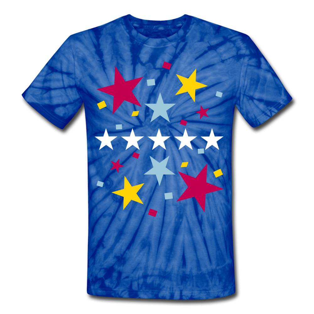 Stars Unisex Tie Dye T-Shirt - spider blue