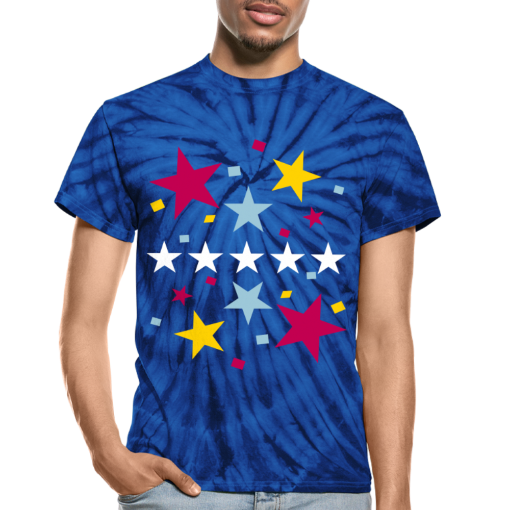 Stars Unisex Tie Dye T-Shirt - spider blue