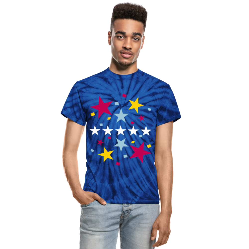 Stars Unisex Tie Dye T-Shirt - spider blue