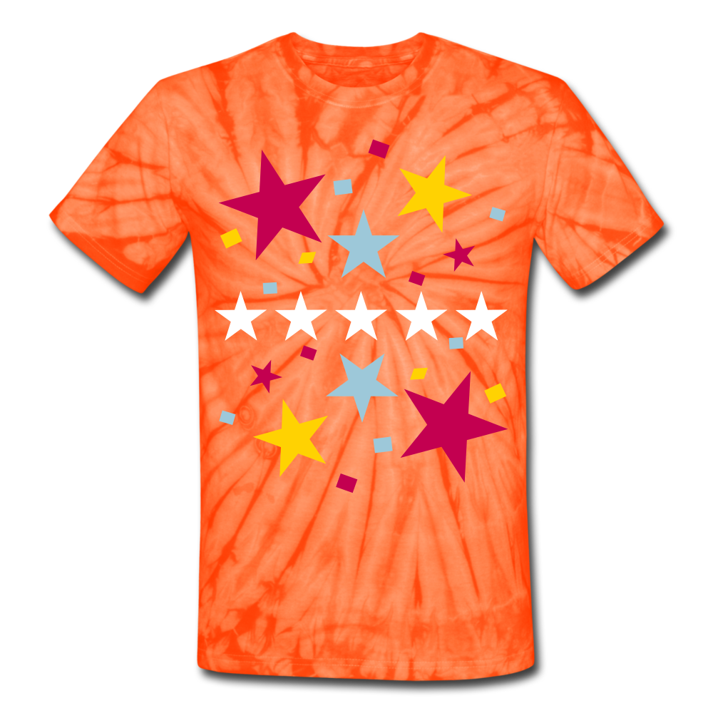 Stars Unisex Tie Dye T-Shirt - spider orange