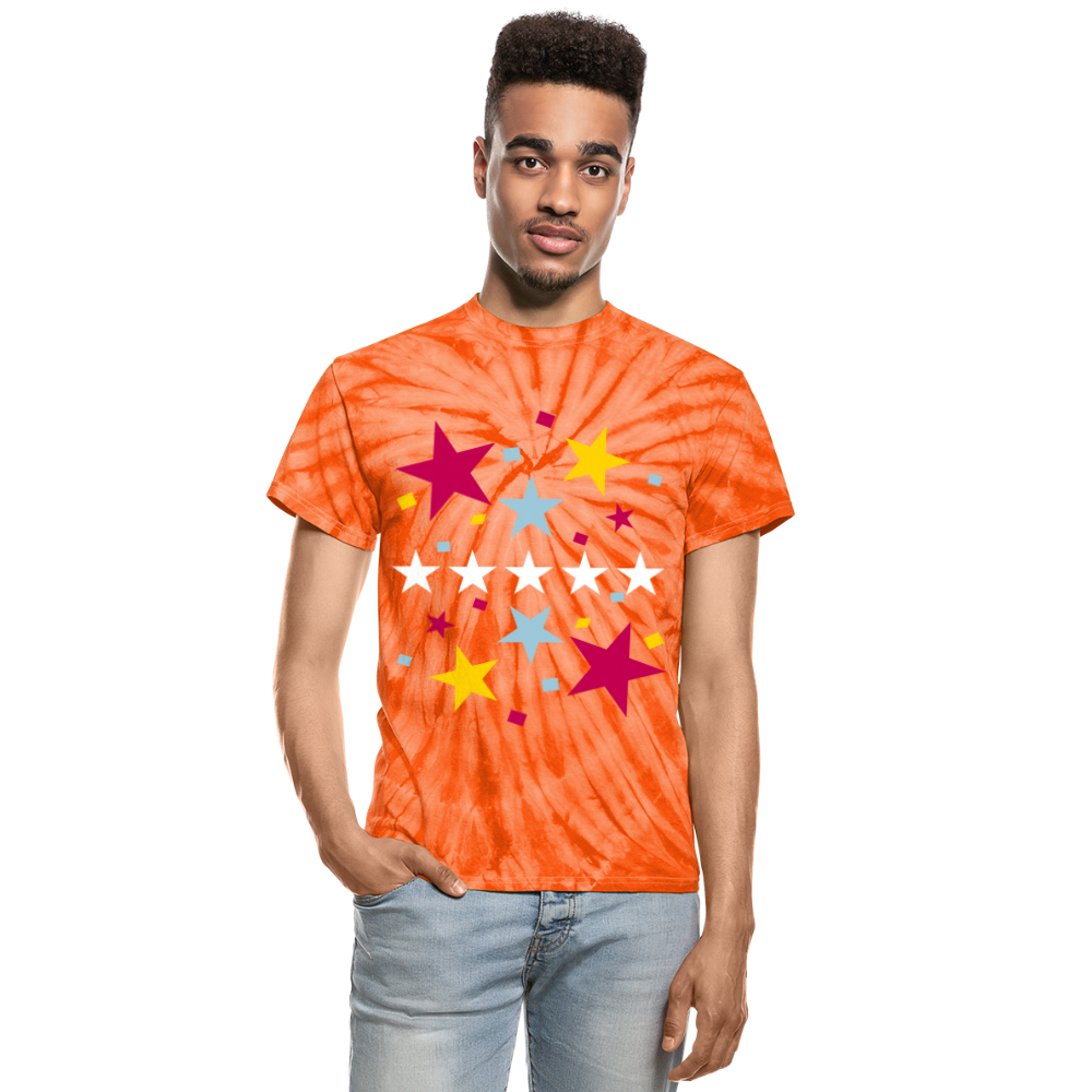 Stars Unisex Tie Dye T-Shirt - spider orange